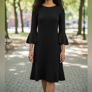 Taylor Black Long Sleeve Dress with Flared Cuffs